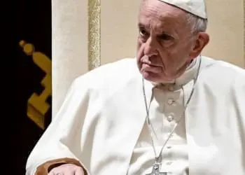 Pope Francis chairs the annual address to the Church's governing Curia at the Vatican on December 21, 2018 at the Vatican. (Photo by Filippo MONTEFORTE / AFP)