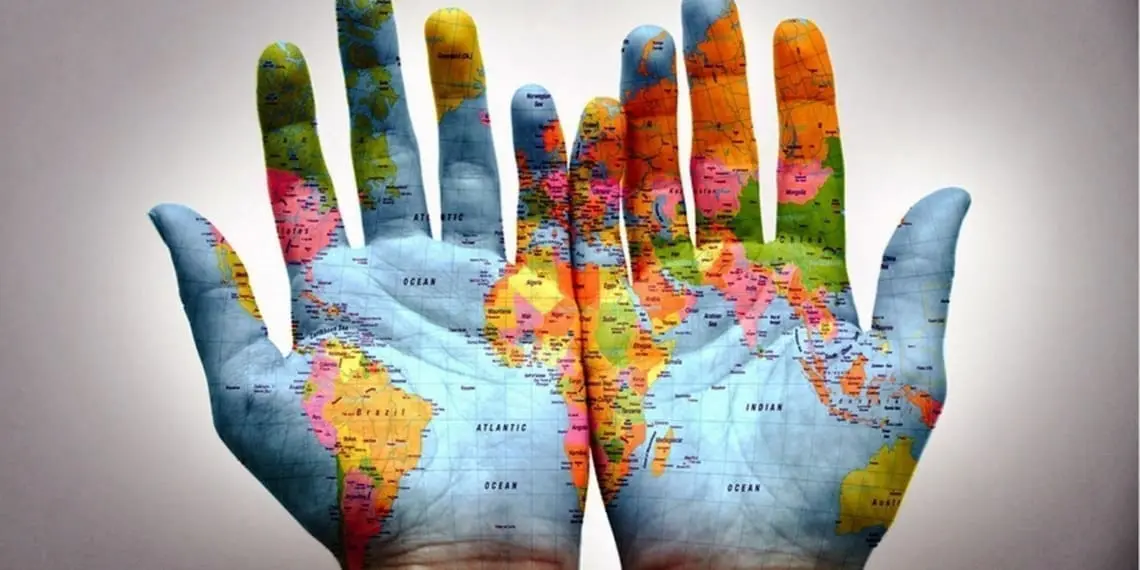 mappa del mondo mani 176390