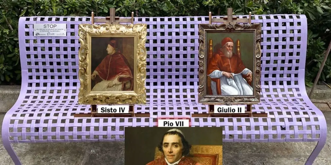 SAVONA; i due Papi pedofili; la Rete L’ABUSO e una panchina viola.