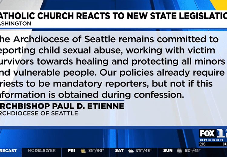 La Chiesa cattolica scomunicherà i sacerdoti che seguono la nuova legge dello Stato di Washington