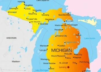 4420436 vector color map of michigan state usa