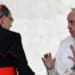 This photo taken on April 26, 2017 at St Peter's square in the Vatican shows Pope Francis (R) talking to Lyon's cardinal Philippe Barbarin at the end of a weekly general audience. - The archbishop of Lyon, the most senior French cleric caught up in the global paedophilia scandal that has rocked the Catholic church, announced his resignation on March 7, 2019 after being given a six-month suspended jail term for failing to report sex abuse. "I have decided to go to see the Holy Father to hand him my resignation. He will receive me in a few days' time," Barbarin told a news conference after the verdict. (Photo by VINCENZO PINTO / AFP)